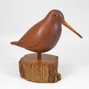Vintage J.A. Middleton Hand Carved Wood Bird American Woodcock Mahogany Signed